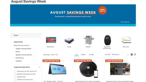 Sam's Club 'August Savings Week' Shop